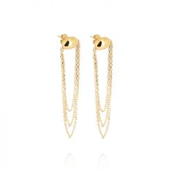 Boucles d'oreilles femme pendantes zag dilbana acier doré sel24279-01uni - boucles-d-oreilles-acier - edora - 0