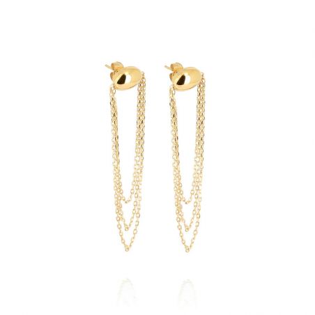 Boucles d’oreilles pendantes argent, or, perles & or blanc femme - boucles-d-oreilles-acier - edora - 1