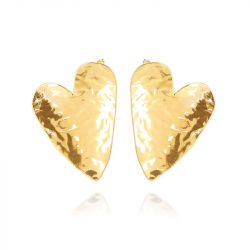 Boucles d'oreilles femme pendantes zag coracao acier doré sel24166-01uni - boucles-d-oreilles-acier - edora - 0
