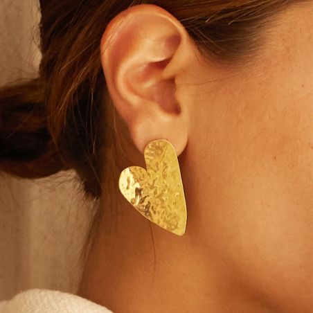 Boucles d’oreilles pendantes argent, or, perles & or blanc femme - boucles-d-oreilles-acier - edora - 2