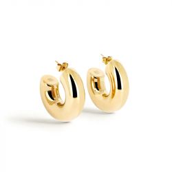 Boucles d'oreilles femme créoles zag chantal acier doré sec21313-01uni1030 - boucles-d-oreilles-acier - edora - 0