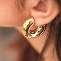 Boucles d'oreilles femme créoles zag chantal acier doré sec21313-01uni1030 - boucles-d-oreilles-acier - edora - 1