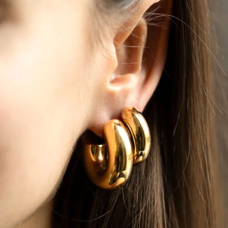 Boucles d'oreilles femme créoles zag chantal acier doré sec21313-01uni1030 – boucles d'oreilles acier