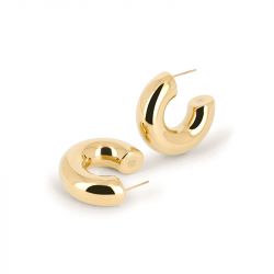 Boucles d'oreilles femme créoles zag chantal acier doré sec21313-01uni1030 - boucles-d-oreilles-acier - edora - 3