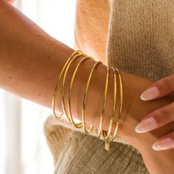 Bracelet femme jonc zag theon acier doré sbj24768-01uni-s - bracelets-acier - edora - 1