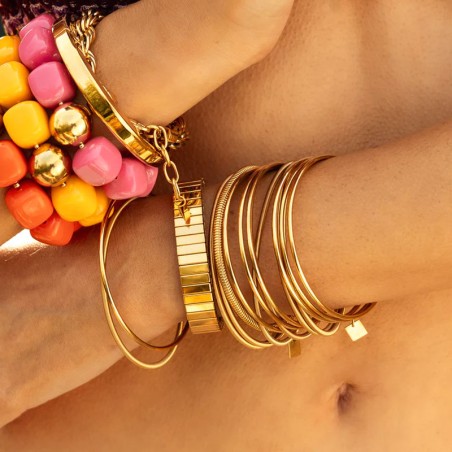 Bracelet femme jonc zag theon acier doré sbj24768-01uni-s – bracelets acier