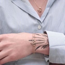 Bracelet femme coeur plaque or jaune et oxydes - bracelets-plaque-or - edora - 2