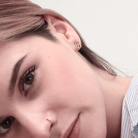 Boucles d'oreilles femme puces coeurs plaque or jaune et oxydes – accueil