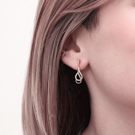 Boucles d’oreilles pendantes argent, or, perles & or blanc femme (2) -  - edora - 2