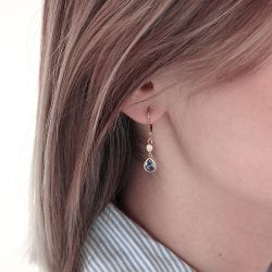 Boucles d'oreilles femme pendante edora plaqué or et oxydes edo76400147 - boucles-d-oreilles-plaque-or - edora - 1