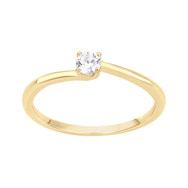Bague femme solitaire edora vermeil jaune et oxydes edov610029zb - bagues-vermeil - edora