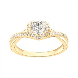 Bague femme coeur edora vermeil jaune et oxydes edov610006zb - bagues-vermeil - edora - 0