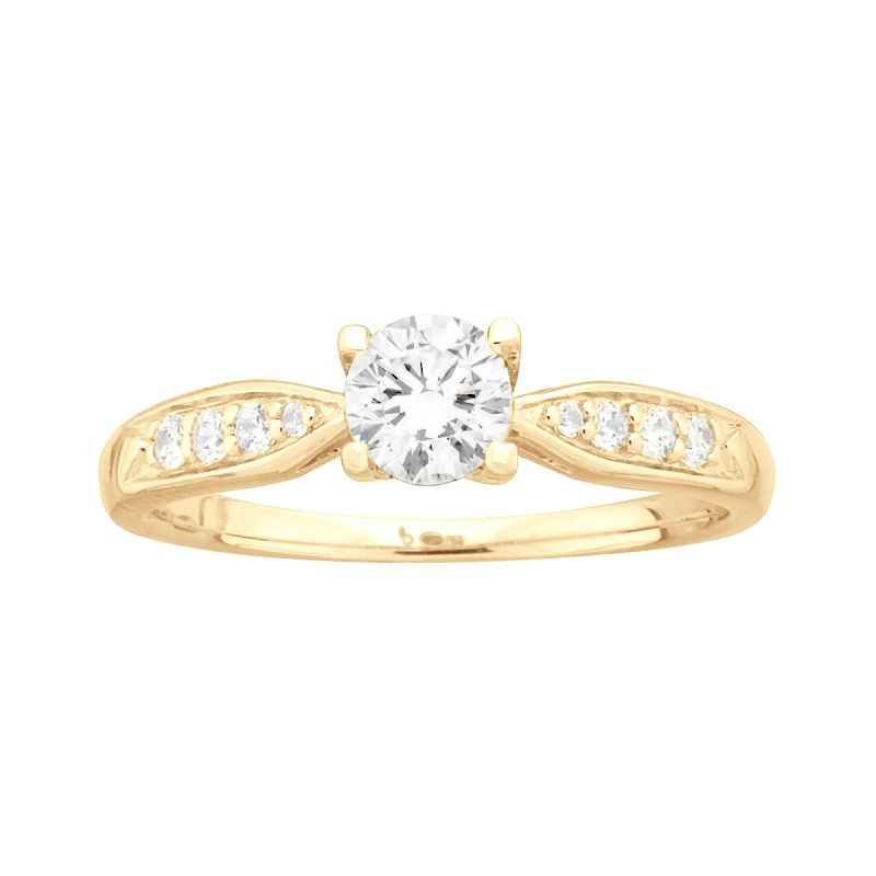 Bague femme solitaire edora vermeil jaune et oxydes edov610001zb - bagues-vermeil - edora