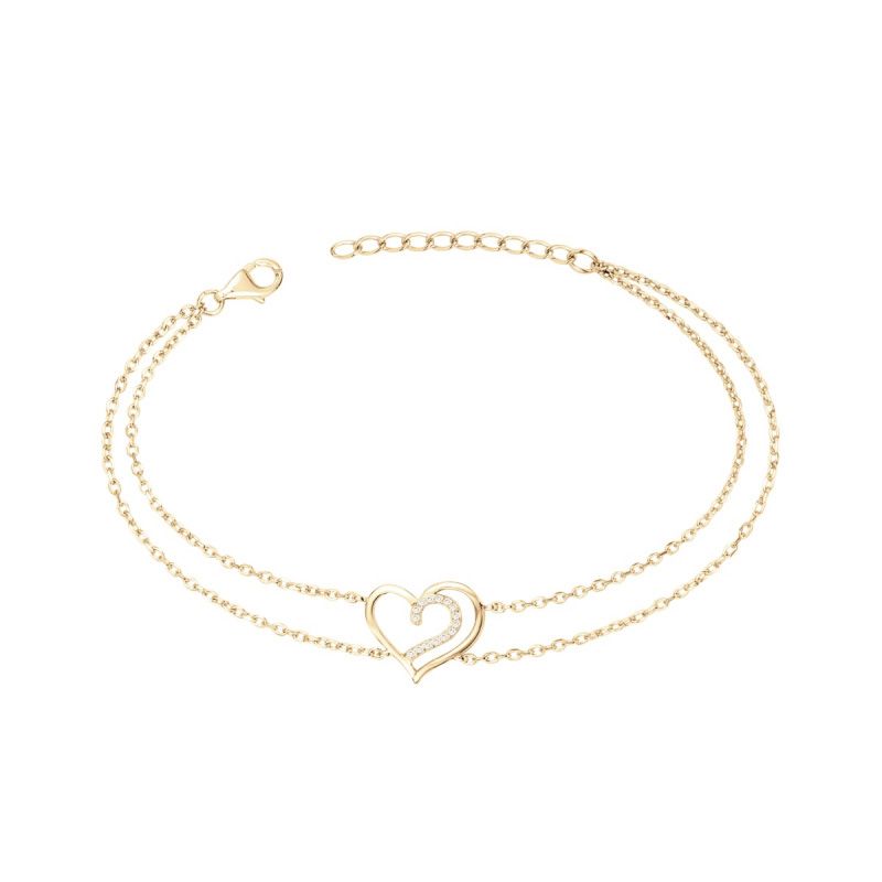 Bracelet femme coeurs edora vermeil jaune et oxydes edov630007zb - bracelets-vermeil - edora