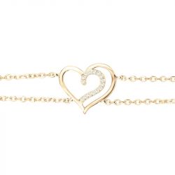 Bracelet femme coeurs edora vermeil jaune et oxydes edov630007zb - bracelets-vermeil - edora - 1