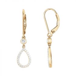 Boucles d'oreilles femme pendantes EDORA Vermeil jaune et Oxydes EDOV640018ZB