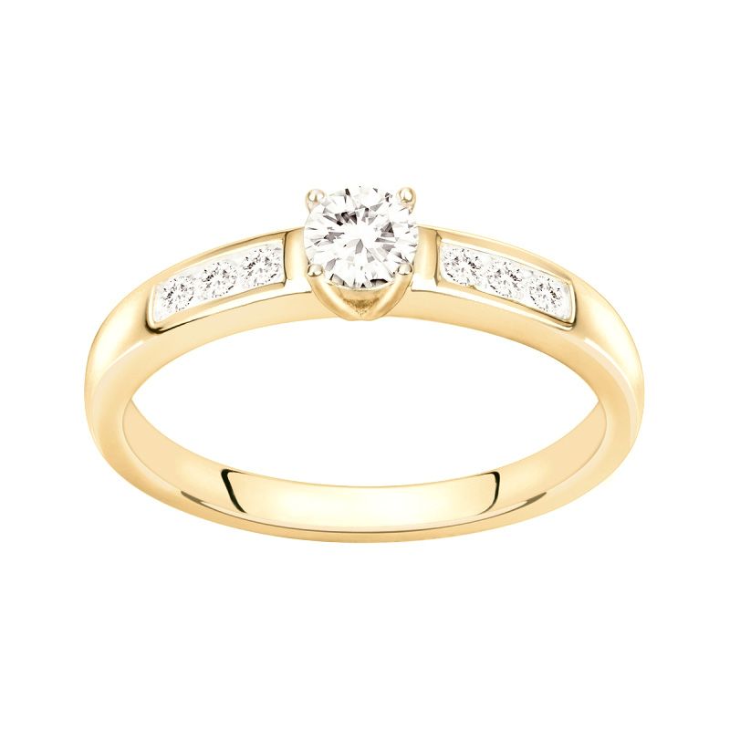 Bague femme solitaire edora vermeil jaune et oxydes edov610014zb - bagues-vermeil - edora