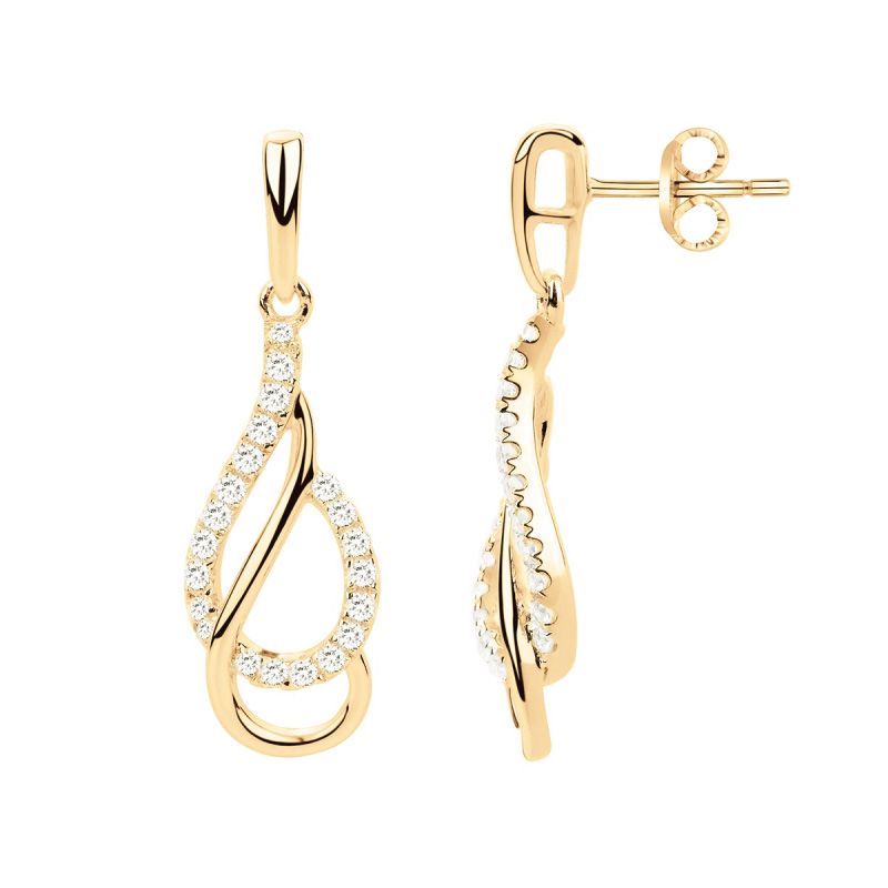 Boucles d'oreilles femme pendantes edora vermeil jaune et oxydes edov640007zb - boucles-d-oreilles-vermeil - edora