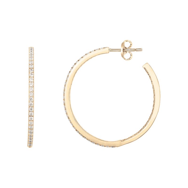 Boucles d'oreilles femme créoles edora vermeil jaune et oxydes edov640022zb - boucles-d-oreilles-vermeil - edora