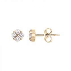 Boucles d'oreilles femme puces EDORA Vermeil jaune et oxydes EDOV640034ZB