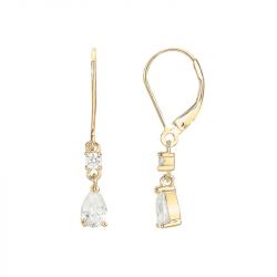 Boucles d'oreilles femme pendantes EDORA Vermeil jaune et oxydes EDOV640035ZB