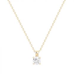 Collier femme solitaire EDORA Vermeil jaune et oxydes EDOV670007ZB
