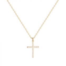 Collier femme croix edora vermeil jaune et oxydes edov670012zb - colliers-vermeil - edora - 0