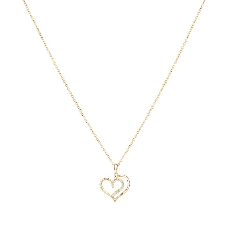 Collier femme coeur edora vermeil jaune et oxydes edov670021zb - colliers-vermeil - edora