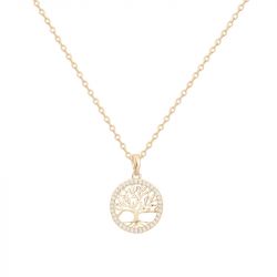 Collier femme arbre de vie edora vermeil jaune et oxydes edov670028zb - colliers-vermeil - edora - 0