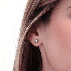 Boucles d'oreilles femmes puces edora plaqué or et oxydes edo76400167 - boucles-d-oreilles-plaque-or - edora - 1