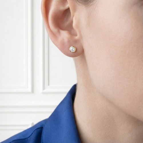 Boucles d'oreilles femme puces EDORA Vermeil jaune et oxydes EDOV640015ZB