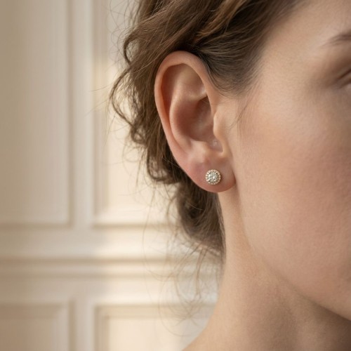 Boucles d'oreilles femme puces EDORA Vermeil jaune et oxydes EDOV640005ZB