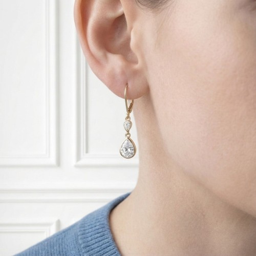 Boucles d'oreilles femme pendantes EDORA Vermeil jaune et oxydes EDOV640017ZB