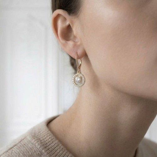 Boucles d'oreilles femme pendantes EDORA Vermeil jaune et Oxydes EDOV640032ZB