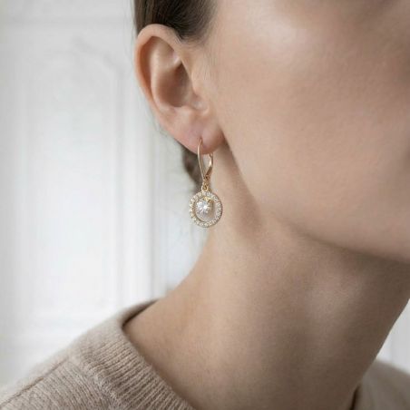 Boucles d’oreilles pendantes argent, or, perles & or blanc femme - boucles-d-oreilles-vermeil - edora - 2