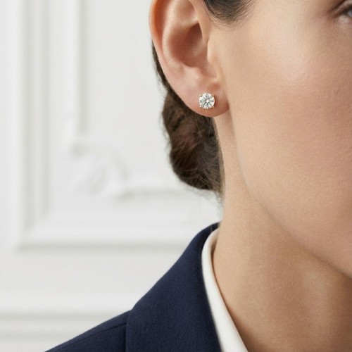 Boucles d'oreilles femme puces EDORA Vermeil jaune et Oxydes EDOV640012ZB