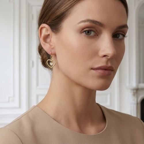 Boucles d'oreilles femme pendantes cœurs EDORA plaqué or et oxydes EDO76400239