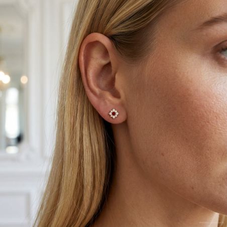 Boucles d’oreilles puce or, argent & clous d’oreille argent, or - boucles-d-oreilles-plaque-or - edora - 2