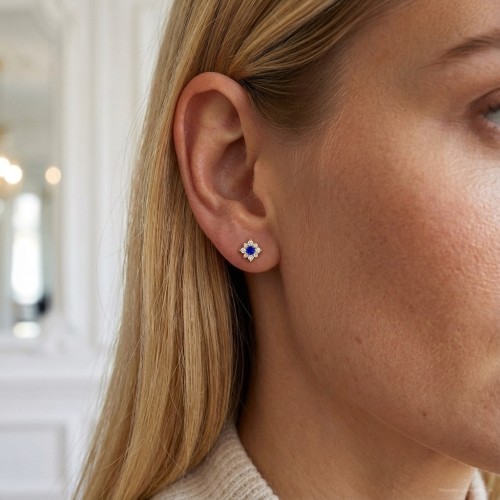 Boucles d'oreilles femme puces EDORA plaqué or et oxydesEDO76400211