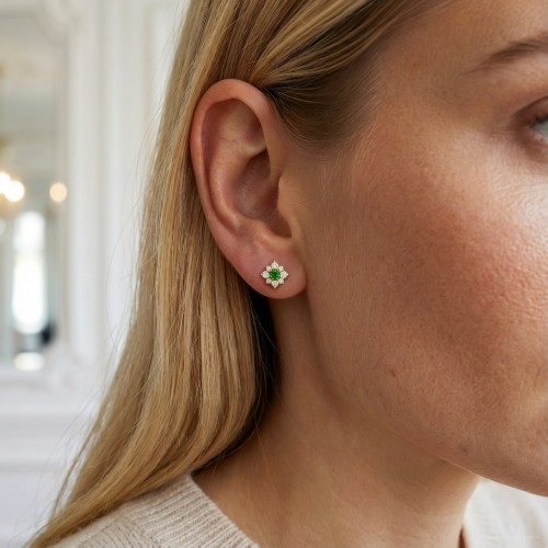 Boucles d'oreilles femme puces EDORA plaqué or et oxydesEDO76400210