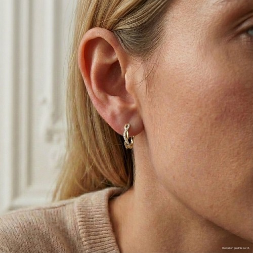 Boucles d'oreilles femme créoles EDORA plaqué or et oxydes EDO76400227