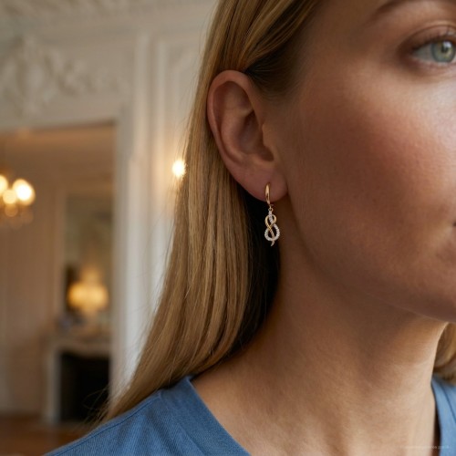 Boucles d'oreilles femme pendantes EDORA plaqué or et oxydes EDO76400018
