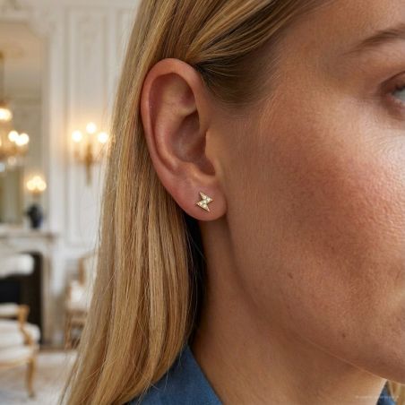 Boucles d’oreilles puce or, argent & clous d’oreille argent, or - boucles-d-oreilles-plaque-or - edora - 2