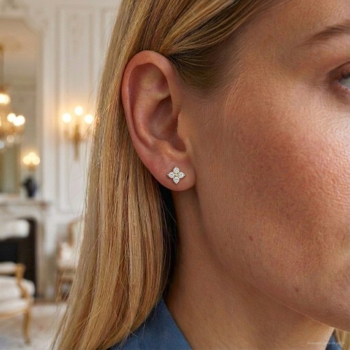 Boucles d'oreilles femme puces EDORA plaqué or et oxydes EDO76400169