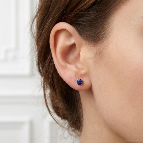 Boucles d'oreilles femme puces EDORA plaqué or et oxydes bleus EDO76400166