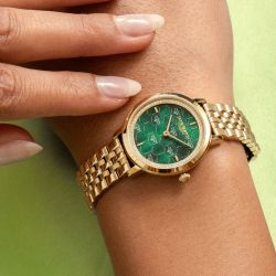 Montre Femme Olivia Burton Honeycomb Ultra Slim Forest Green acier doré 24000266