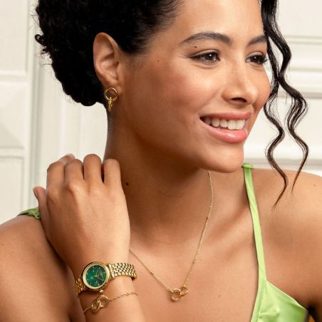 Montre femme olivia burton honeycomb ultra slim forest green acier doré 24000266 – analogiques