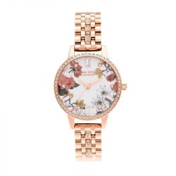 Montre femme olivia burton midi rose gold sparkleacier acier doré rose ob16bf34 - analogiques - edora - 0