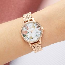 Montre femme olivia burton midi rose gold sparkleacier acier doré rose ob16bf34 - analogiques - edora - 1