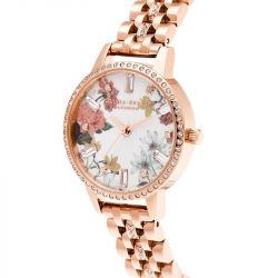 Montre femme olivia burton midi rose gold sparkleacier acier doré rose ob16bf34 - analogiques - edora - 2